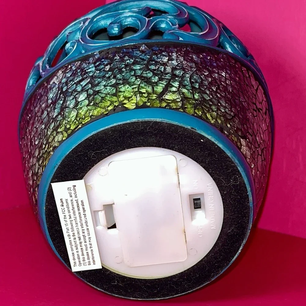 Teal Blue Flameless Flickering Candle Lamp 8.5
